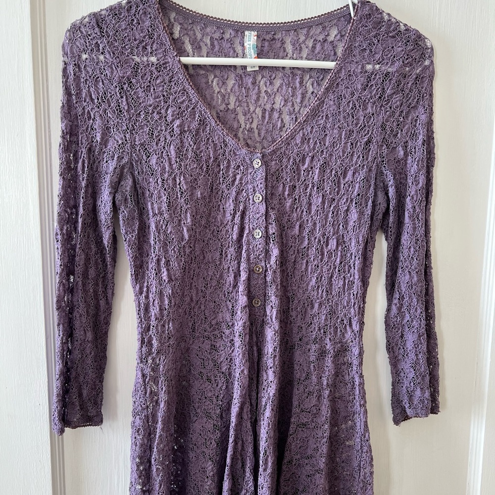 Free People Purple Lace Peplum Top